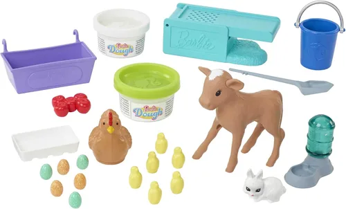 Vista 3 de Muñeca y juego de Barbie con cooperativa, animales, masa, moldes y más, granja de huevos Hatch and Gather