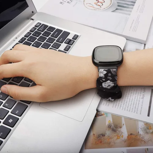Vista 7 de GTHY Compatible con bandas Fitbit Sense/Versa 3/Versa 4/Sense 2, para mujeres, correas de repuesto de tela de coletero, accesorios, talla L