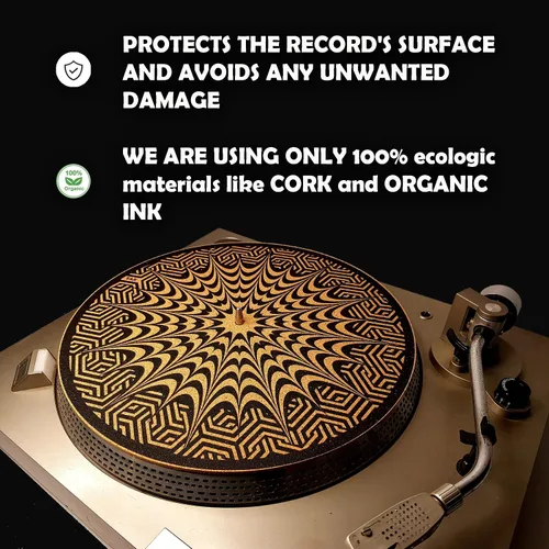 Vista 4 de Alfombrilla de corcho prémium para tocadiscos de corcho [0.157 in de grosor] para un mejor soporte de sonido en el tocadiscos de vinilo LP - Tapete