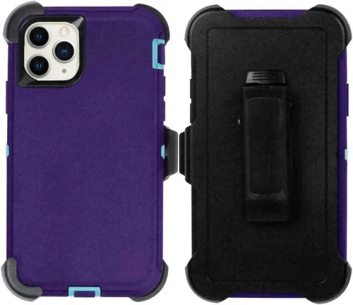 Vista 9 de Defender - Funda diseñada para iPhone 13 Pro Max, funda protectora híbrida a prueba de golpes, diseño de doble capa, cubierta de clip para cinturón