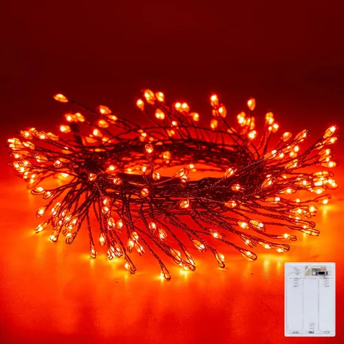 Vista 14 de Luces de hadas que funcionan con pilas, luces de cuerda centelleantes impermeables con cable plateado de 5 pies y 60 LED, luces de fuegos