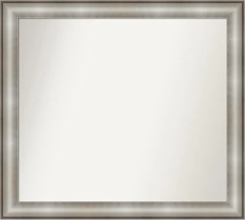 Vista 66 de Amanti Art Espejo de baño plateado para sobre el fregadero, 28 x 37 pulgadas, elegante espejo rectangular de peltre cepillado, marco de madera