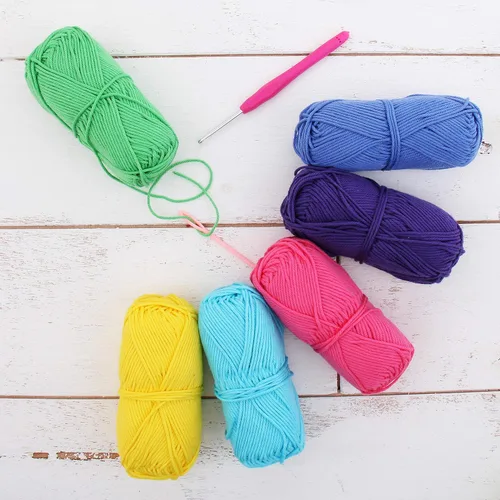 Vista 17 de Threadart Crochet - Juego de hilo de algodón 100 % puro, colores de ambiente de playa, paquete de 4 madejas cada una de 1.76 onzas, hilo de estambre