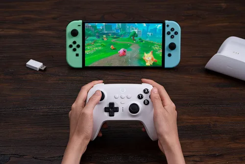 Vista 8 de 8Bitdo Ultimate Bluetooth Controller with Charging Dock, Wireless Pro Controller for Switch, Windows and Steam Deck (White)