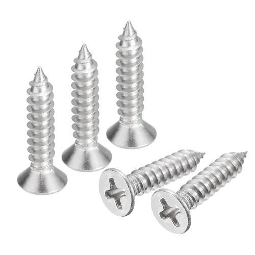 Vista 12 de uxcell Tornillos de chapa metálica de cabeza plana #6x1, 50 tornillos de madera Phillips Drive Tornillos de acero inoxidable 304 Autoperforantes