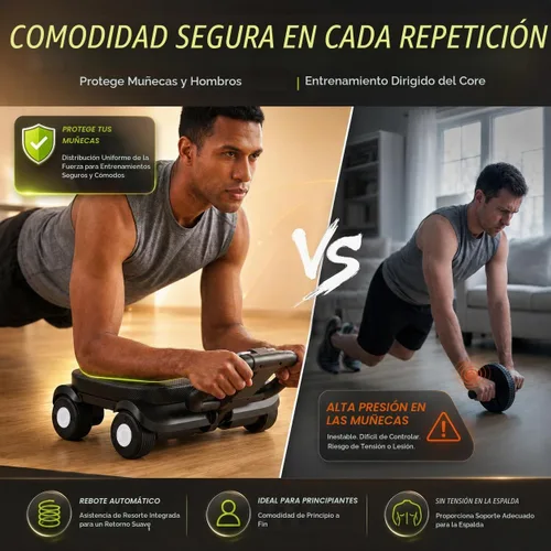 Vista 2 de EAST MOUNT Rueda de rodillo abdominal – Rodillo abdominal con soporte de codo para entrenamiento de núcleo, grasa del vientre, rueda abdominal