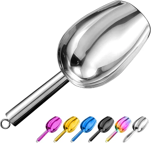 Vista 9 de Cuchara de hielo de metal de 3 onzas, pequeña cuchara de hielo de acero inoxidable para máquina de hielo, cubeta de hielo, cocina, congelador, bar