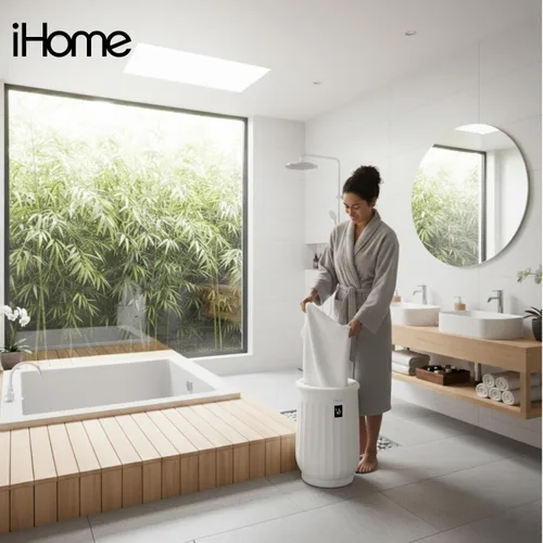 Vista 8 de iHome Calentador de toallas de lujo de 20 litros, calentadores de toallas grandes para baño, con soporte interior de almohadilla de fragancia, ideal