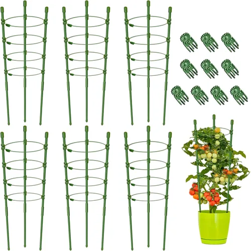 Vista 14 de Legigo Paquete de 3 jaulas de soporte para plantas, jaulas de tomate para jardín, estacas ajustables de 18 pulgadas para plantas enrejadas, anillos