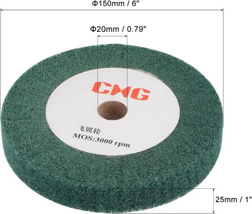 Vista 2 de uxcell 5.906 in x 0.984 in 240 Grit No Tejido Pulido Bruñido Rueda de Alambre de Nylon Dibujo Abrasivo Flap Rueda para Acero Inoxidable Cobre Verde
