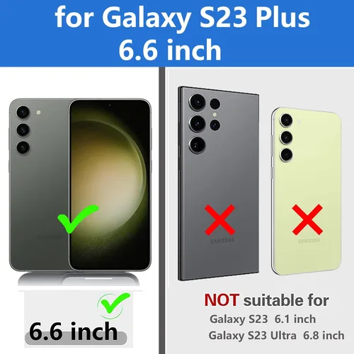 Vista 2 de Funda para Galaxy S23 Plus con protector de pantalla de cristal, resistente y resistente, a prueba de golpes, para S23 Plus, color negro