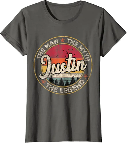 Vista 7 de Justin The Man The Myth The Legend - Camiseta personalizada con nombre, Negro