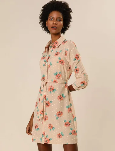 Vista 3 de Allegra K Vestido de lunares vintage con botones para mujer, cuello con lazo y cinturón