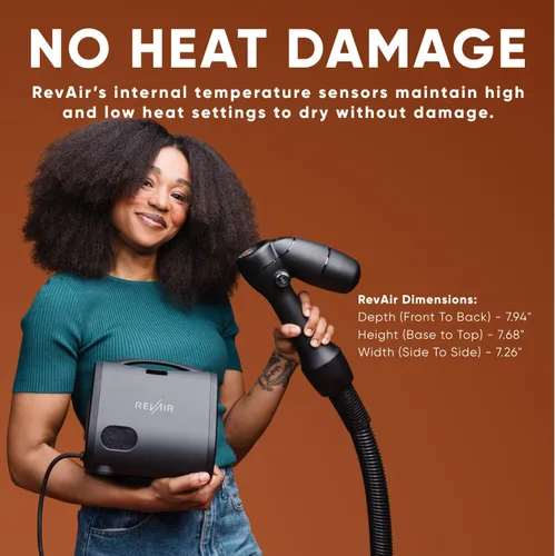 Vista 4 de REVAIR - Secador de pelo con reverso de aire - Secador de pelo innovador de secado rápido para cabello rizado, ondulado y liso - Revolucionario