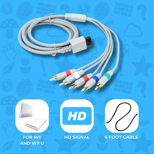 Vista 2 de Old Skool Cable AV Componente Wii Compatible con Nintendo Wii y Wii U a HDTV Para Wii U, Wii, cable de audio/vídeo