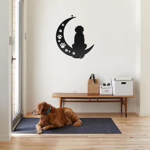 Vista 4 de VZVXCC Arte de pared de metal para perros, decoración para exteriores, escultura de pared de metal negro de 12 pulgadas, decoración para colgar