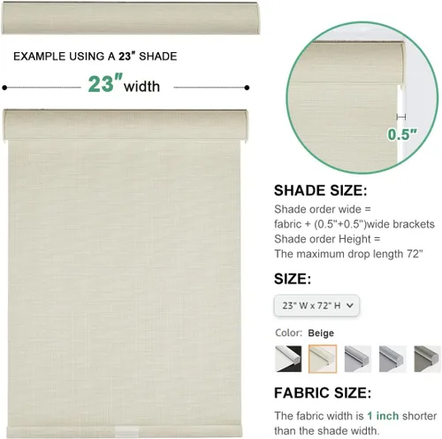 Vista 6 de Tonature Persianas Enrollables sin Cordón 100% Opacas para Ventana, Cortinas Enrollables con Tela Texturizada, Protección UV, Persianas