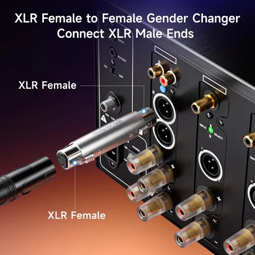 Vista 2 de Cable Matters Paquete de 2 adaptadores de cambio de género XLR a XLR, hembra a hembra F-F, acoplador XLR equilibrado hembra a hembra, carcasa