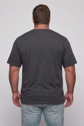 Vista 3 de KingSize Big & Tall Shrink-Less - Camiseta ligera, con cuello redondo, con bolsillo para hombre Gris Caliente Carbón