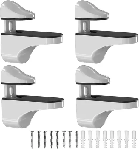 Vista 12 de Soporte de pared ajustable para estante de madera/vidrio, negro, paquete de 2