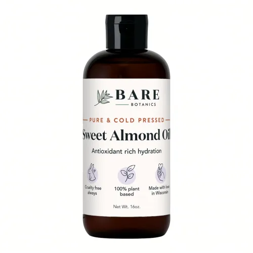 Vista 4 de Bare Botanics Aceite de almendras dulces para el cabello y el cuerpo + exfoliante de sal corporal de coco y vainilla