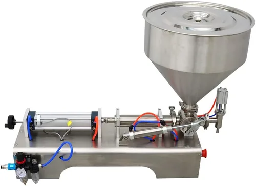 Vista 3 de Máquina de llenado de líquidos de pasta de doble uso neumática de 110V 1.0-10.1 fl oz para aceite esencial de pasta de dientes de emulsión