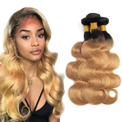 Vista 251 de 300g 1B27 Human Hair Bundles Honey Blonde Bundles Human Hair 10A Brazilian Virgin Remy Hair Extensions 8 10 12 Inch