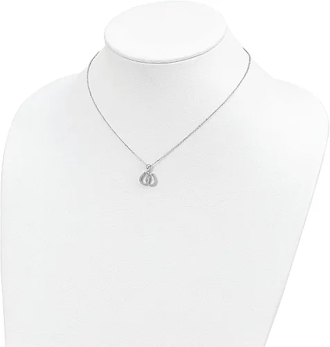 Vista 3 de Collar de plata de ley 925 con circonita cúbica de doble herradura dije de buena suerte cuerno italiano joyería fina para mujer regalos para ella