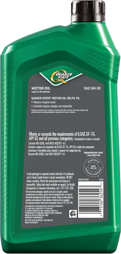 Vista 2 de Quaker State Aceite de motor, 5W-30, 1 cuarto de galón (paquete de 6)