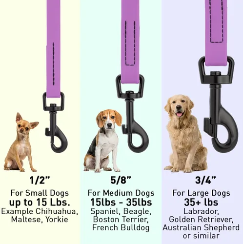 Vista 3 de Dogline Biothane - Correa impermeable para perro, tejido de nailon con revestimiento fuerte, con herrajes negros, a prueba de olores, fácil