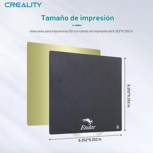 Vista 5 de Creality Placa de construcción oficial Ender 3, 235x235mm. Placa de cama magnética de doble cara con superficie lisa + texturizada, flexible