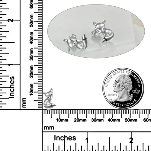Vista 3 de Aretes de plata de ley, diseño de perezoso, dinosaurio, rana, zorro, vaca, cerdo, elefante, panda, lindos animales, regalos para mujeres y niñas