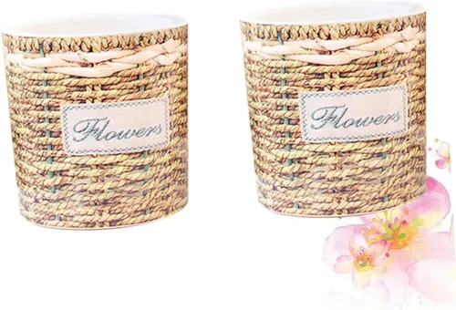 Vista 3 de MERRYHAPY 2 latas de riego para plantas de interior, contenedor transparente, violetas africanas, maceta tejida, maceta de riego automático, macetas