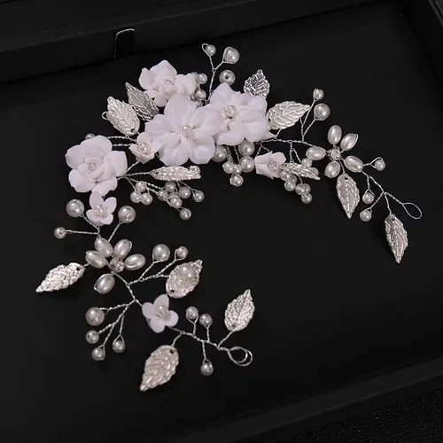 Vista 4 de HOUKAI JIAMEI - Cabeza de perla de mosaico, accesorios para el cabello de boda, diamantes de imitación, tiara, tiara, peine para el cabello