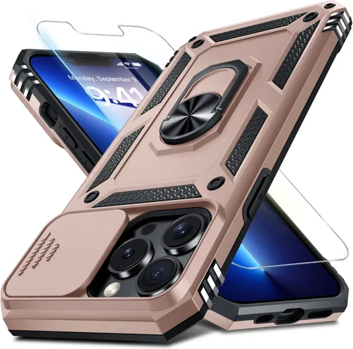 Vista 43 de Janmitta Funda para iPhone 8 Plus/7 Plus/6 Plus, Cubierta de Teléfono con Cubierta Deslizante Integrada para Lente de Cámara + Protector