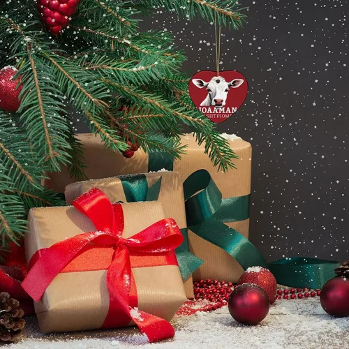 Vista 8 de Animales de granja, vaca, adorno de cerámica de Navidad, divertido adorno de árbol de Navidad, decoración de árbol de Navidad, hogar, oficina, árbol