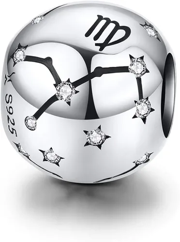 Vista 7 de Abalorio de constelación de plata de ley 925 con piedra natal para pulsera Pandora, regalo para aniversario, cumpleaños, Navidad Acuario A