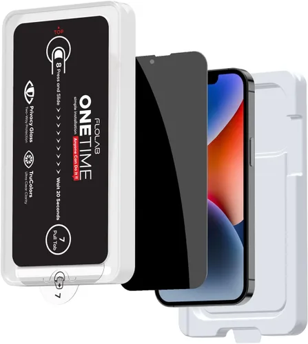 Vista 4 de FLOLAB NanoArmour ONETIME - Funda compatible con iPhone 14 Plus / 13 Pro Max, protector de pantalla antirreflejos, vidrio templado de grado militar