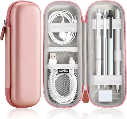 Vista 10 de AGPTEK Soporte para Apple Pencil, bolsa de transporte de cuero duro de PU delgada for Apple Pen Accessories, MP3 Players, USB Cable, Earphone