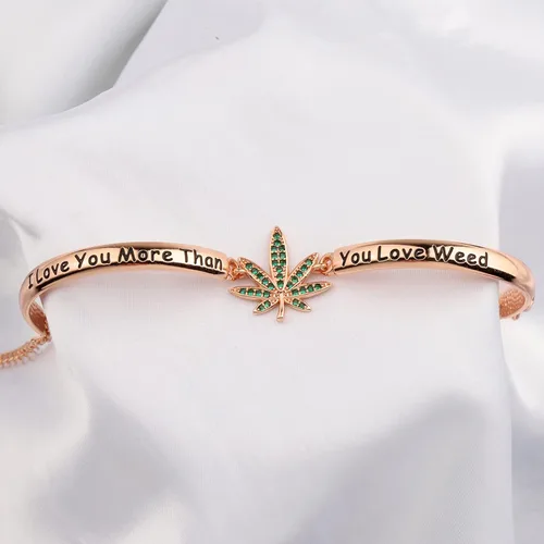 Vista 4 de FOTAP 420 - Pulsera de marihuana con texto "I Love You More Than You Love Weed