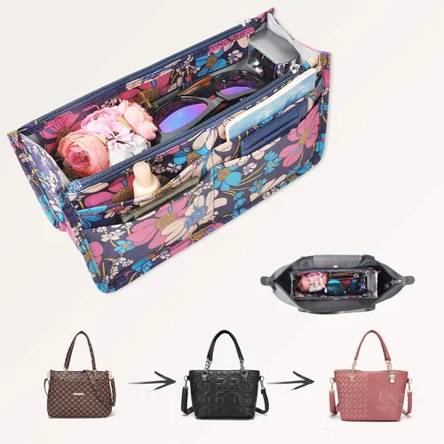 Vista 6 de Bolso de mano estilo cartera de Vercord para mujer con organizador incorporado, estampado bien definido, con manijas y cremallera, tamaño 2