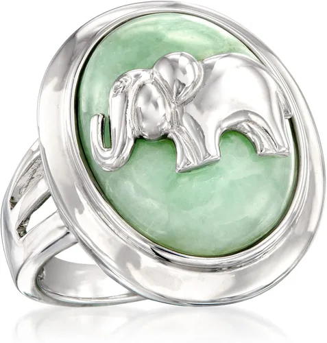 Vista 4 de Ross-Simons Jade Elephant Ring in Sterling Silver