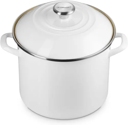 Vista 11 de Le Creuset - Olla tradicional esmaltada en acero, 12 cuartos de galón, Oliva con pomos de acero inoxidable