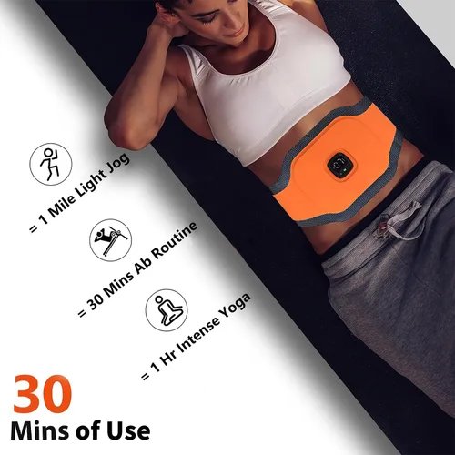 Vista 3 de FDA Cleared - Estimulador de abdomen con cinturón EMS - Cinturón de tonificación ajustable con 10 modos y 6 almohadillas, diseño de 3 capas que