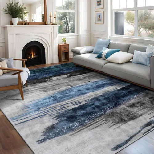 Vista 64 de Ciicool Alfombra moderna abstracta de 2 x 3 pulgadas, lavable, pequeña, antideslizante, de pelo bajo, alfombra de entrada plegable para cocina