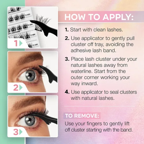 Vista 5 de Ardell Naked Press On Lashes - Extensiones de pestañas pre-pegadas en racimo, autoadhesivas, volumen suave natural, sin necesidad de pegamento, 1