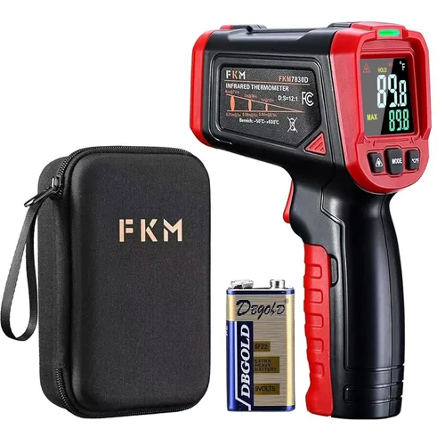 Vista 10 de Pistola Termómetro Láser FKM -58 °F~1112 °F (-50 °C~600 °C), Pistola Termómetro Infrarrojo sin Contacto para Industrial, Motor, HVAC, Cocina
