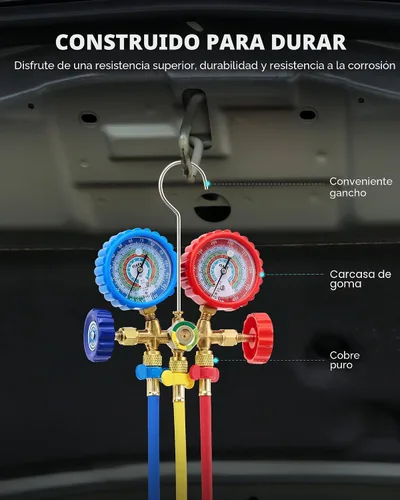Vista 6 de Orion Motor Tech Medidores de CA, juego de manómetros de CA para R134a R12 R22 R502, juego de 3 vías de calibre CA automotriz con calibradores