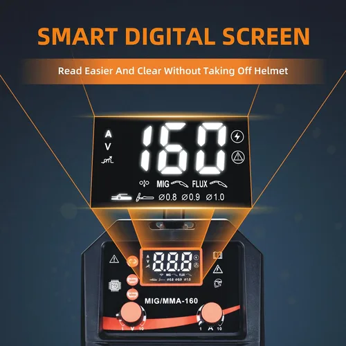 Vista 3 de Soldador MIG de 160A, 110V/220V Voltaje Dual 3 en 1 Soldador de Núcleo Fundente Soldador MIG sin Gas/TIG con Elevación/Electrodo Pantalla Digital