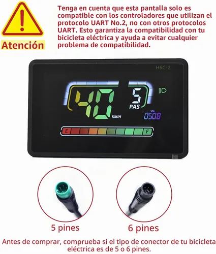 Vista 2 de Pantalla Ebike, protocolo UART No. 2, pantalla LCD colorida para bicicleta eléctrica 24V, 36V, 48V, 60V, con puerto de carga USB, pantalla de panel